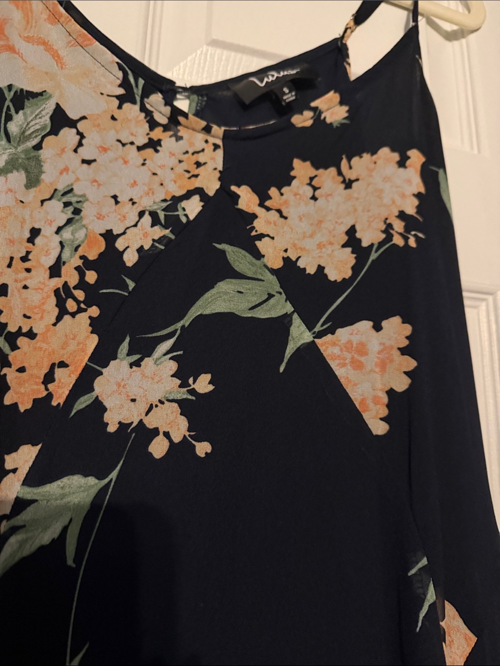 Lulu's Black Maxi Slip Dress with Peach Floral Print - Picture 2 of 4